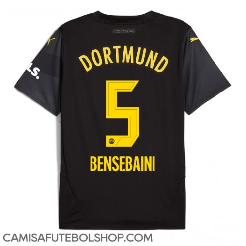 Camisa de time de futebol Borussia Dortmund Ramy Bensebaini #5 Replicas 2º Equipamento 2024-25 Manga Curta